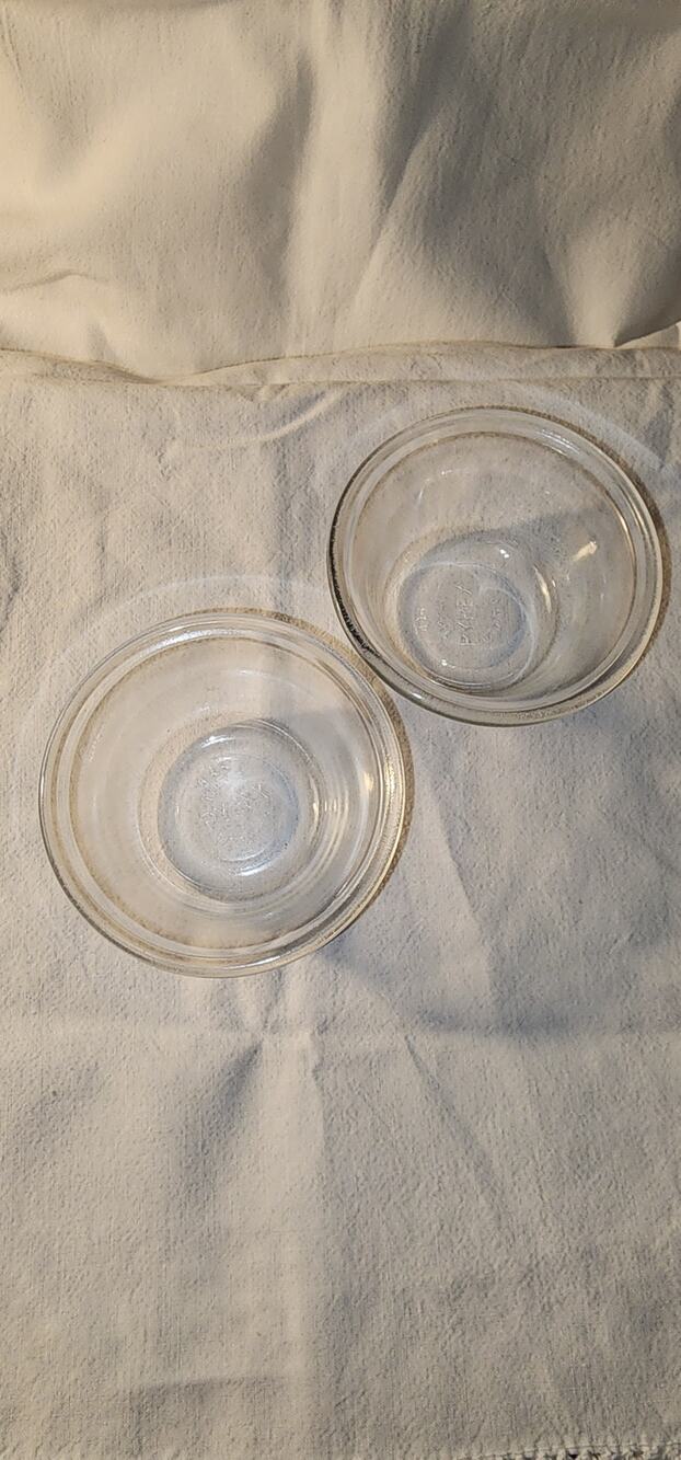 Vintage Pyrex Clear Glass Custard Bowls Set of 2 Oven Safe Dessert Ramekins USA